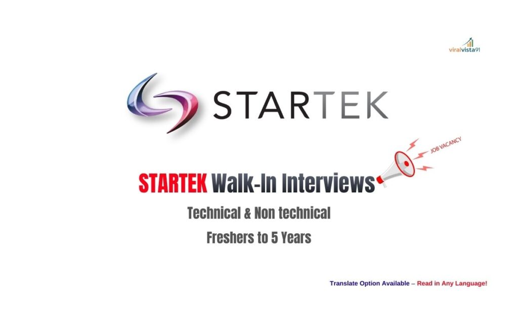 Startek Walk-In Interview for Multiple Locations