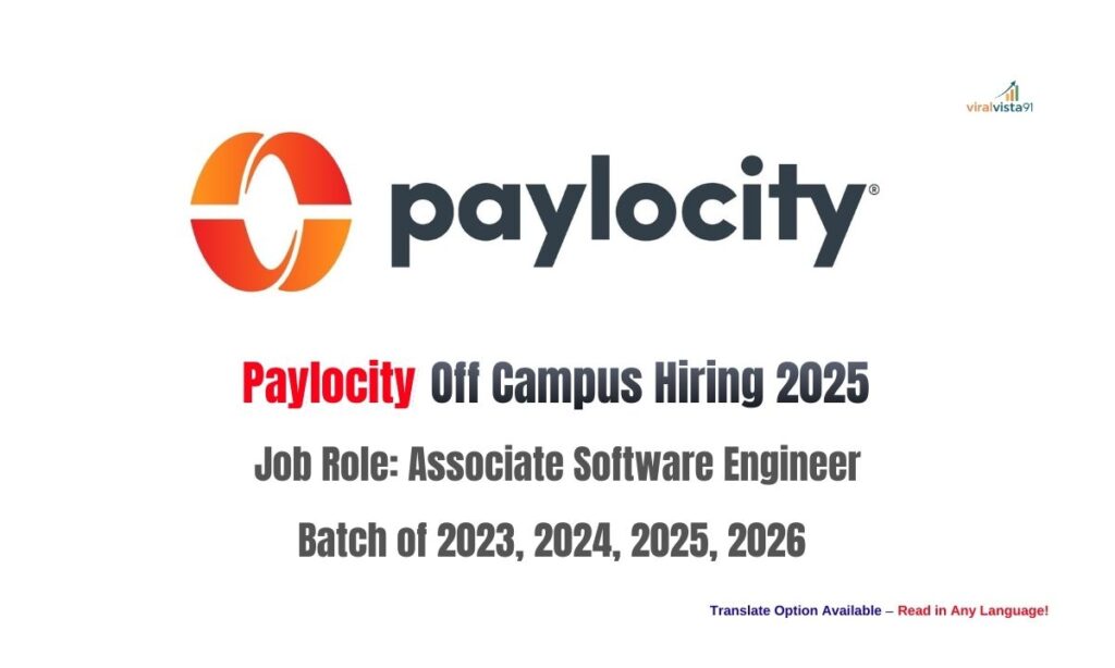 Paylocity Off Campus Drive for Freshers 2025