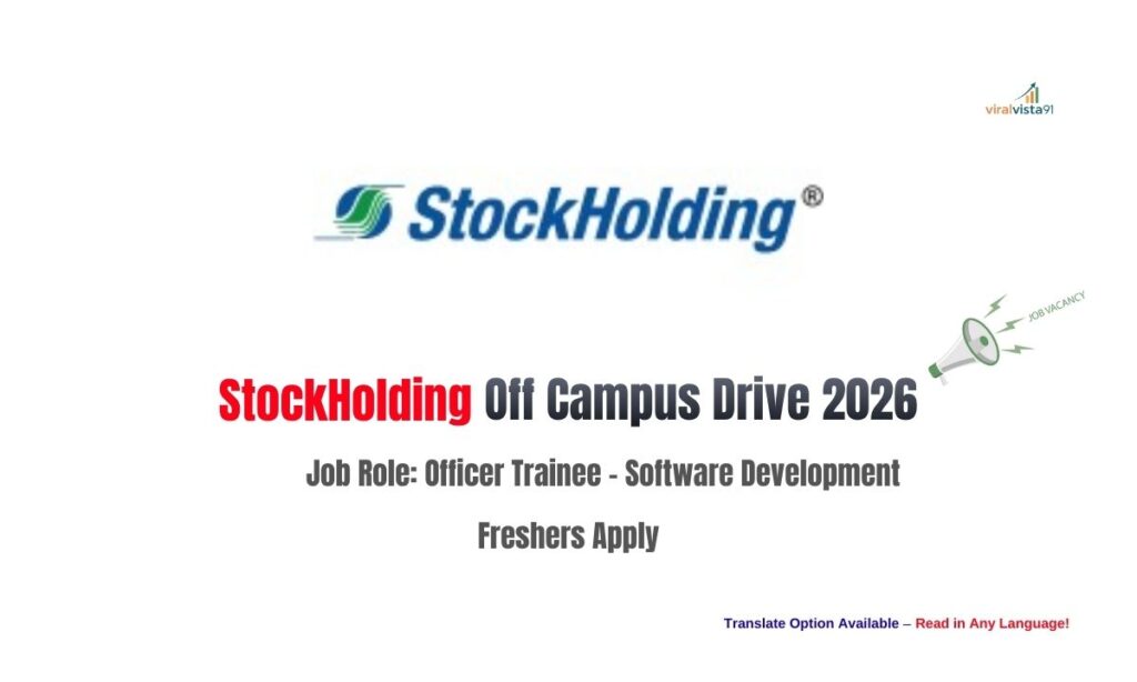 StockHolding Off Campus Drive 2026 for Freshers